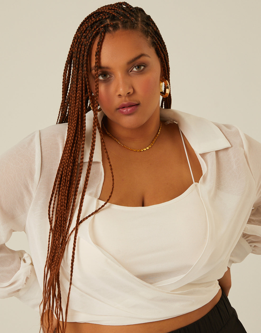 Curve Sheer Tie Front Top Plus Size Tops -2020AVE