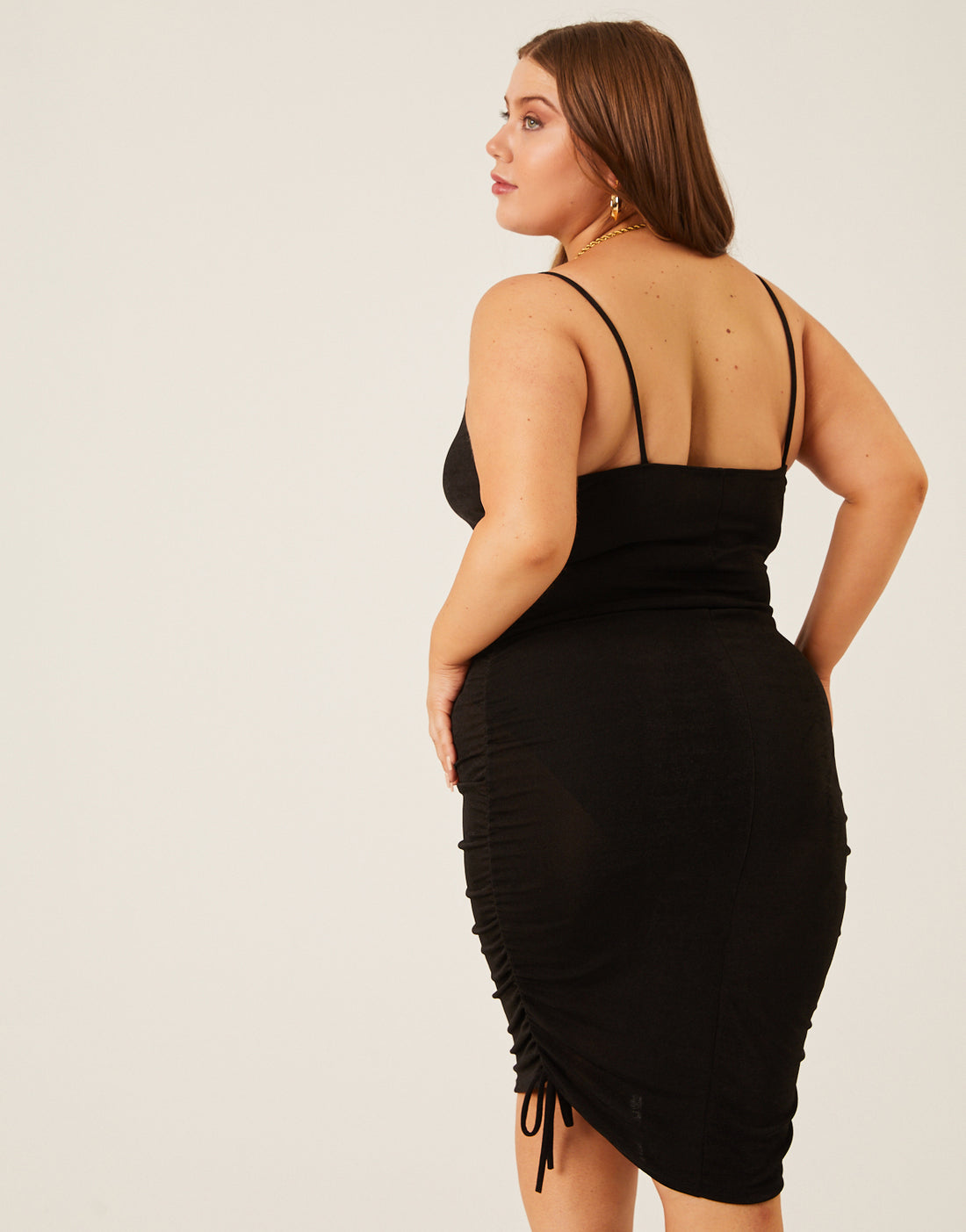Curve Shimmer Side Ruched Dress Plus Size Dresses -2020AVE
