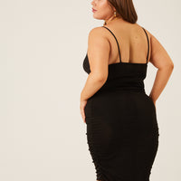Curve Shimmer Side Ruched Dress Plus Size Dresses -2020AVE