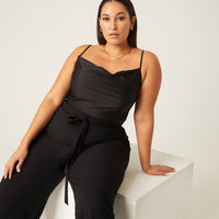 Curve Shiny Side Ruched Tank Tops -2020AVE