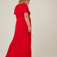 Curve Short Sleeve Maxi Wrap Dress Plus Size Dresses -2020AVE