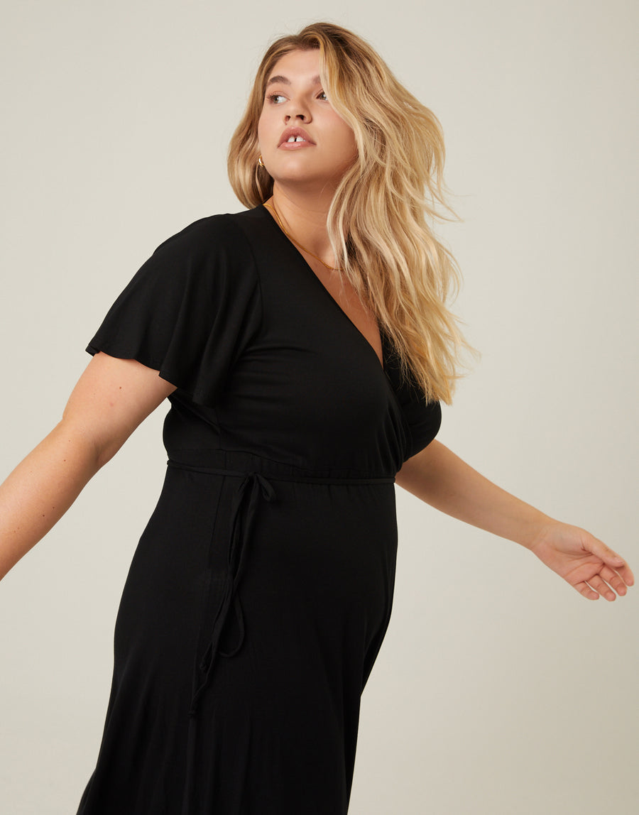 Curve Short Sleeve Maxi Wrap Dress Plus Size Dresses -2020AVE