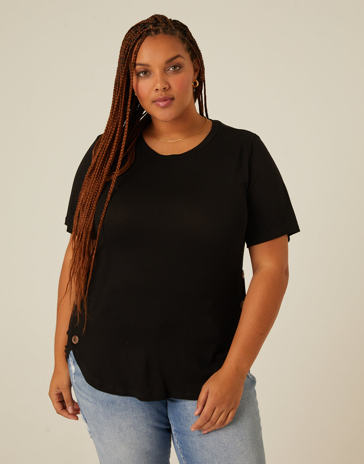 Plus Size Side Button Tee – 2020AVE