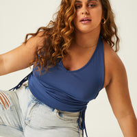 Curve Side Ruched Halter Top Plus Size Tops -2020AVE