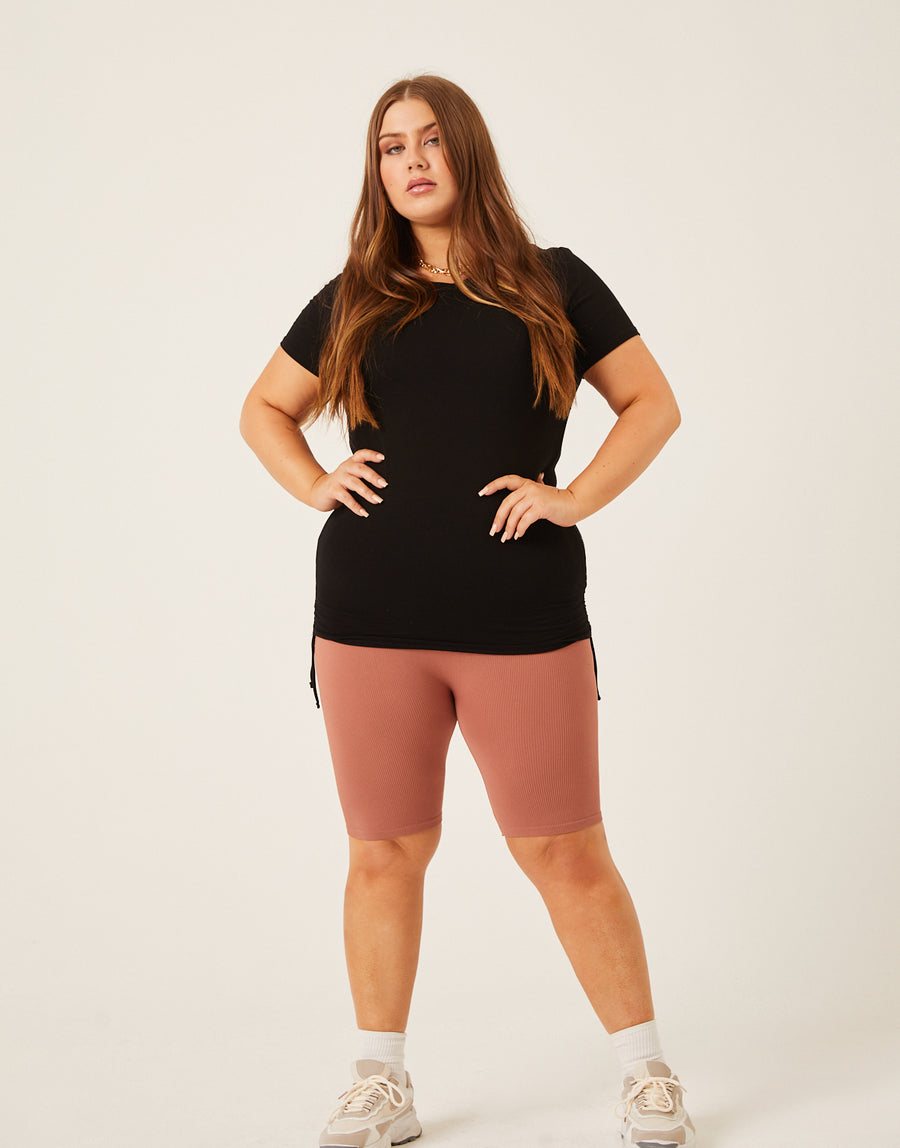 Curve Side Ruched Tee Plus Size Tops -2020AVE