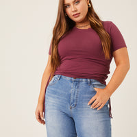 Curve Side Ruched Tee Plus Size Tops Mauve 1XL -2020AVE