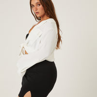 Curve Side Slit Mini Skirt Plus Size Bottoms -2020AVE