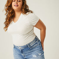 Curve Simple Loose Tee Plus Size Tops Beige XL -2020AVE