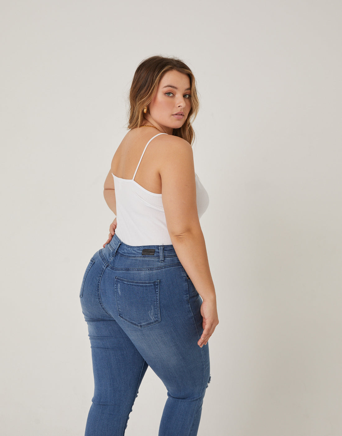 Curve Simple Ribbed Bodysuit Plus Size Tops -2020AVE