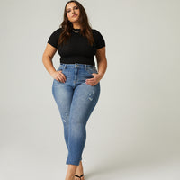 Curve Slim Straight Jeans Plus Size Bottoms Medium Blue 14 -2020AVE