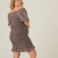 Curve Smocked Chiffon Mini Dress Plus Size Dresses -2020AVE