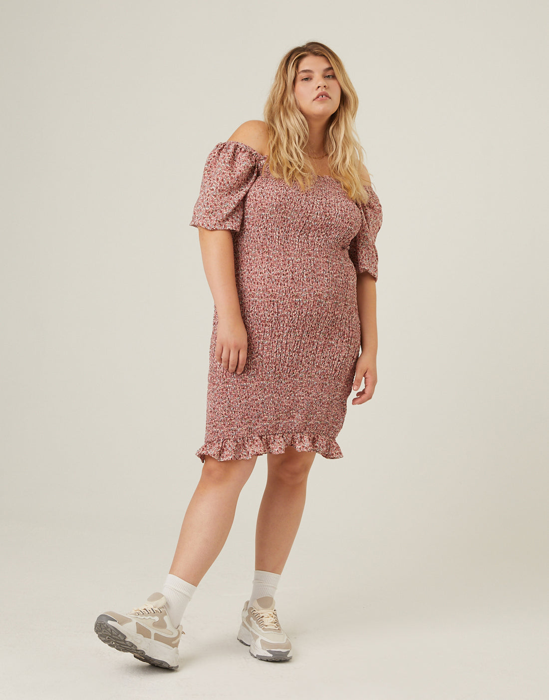 Plus Size Smocked Chiffon Mini Dress 2020AVE Plus Size Smocked Chiffon Mini Dress 2020AVE