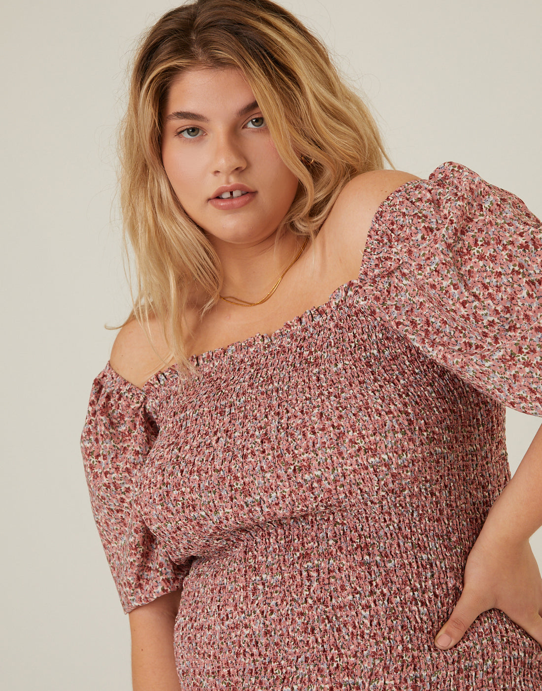 Plus Size Smocked Chiffon Mini Dress 2020AVE Plus Size Smocked Chiffon Mini Dress 2020AVE