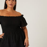 Curve Smocked Eyelet Lace Top Plus Size Tops -2020AVE