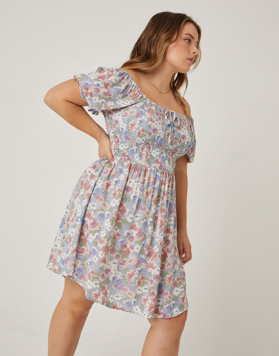 Plus Size Smocked Floral Babydoll Dress 2020AVE Plus Size Smocked Floral Babydoll Dress 2020AVE