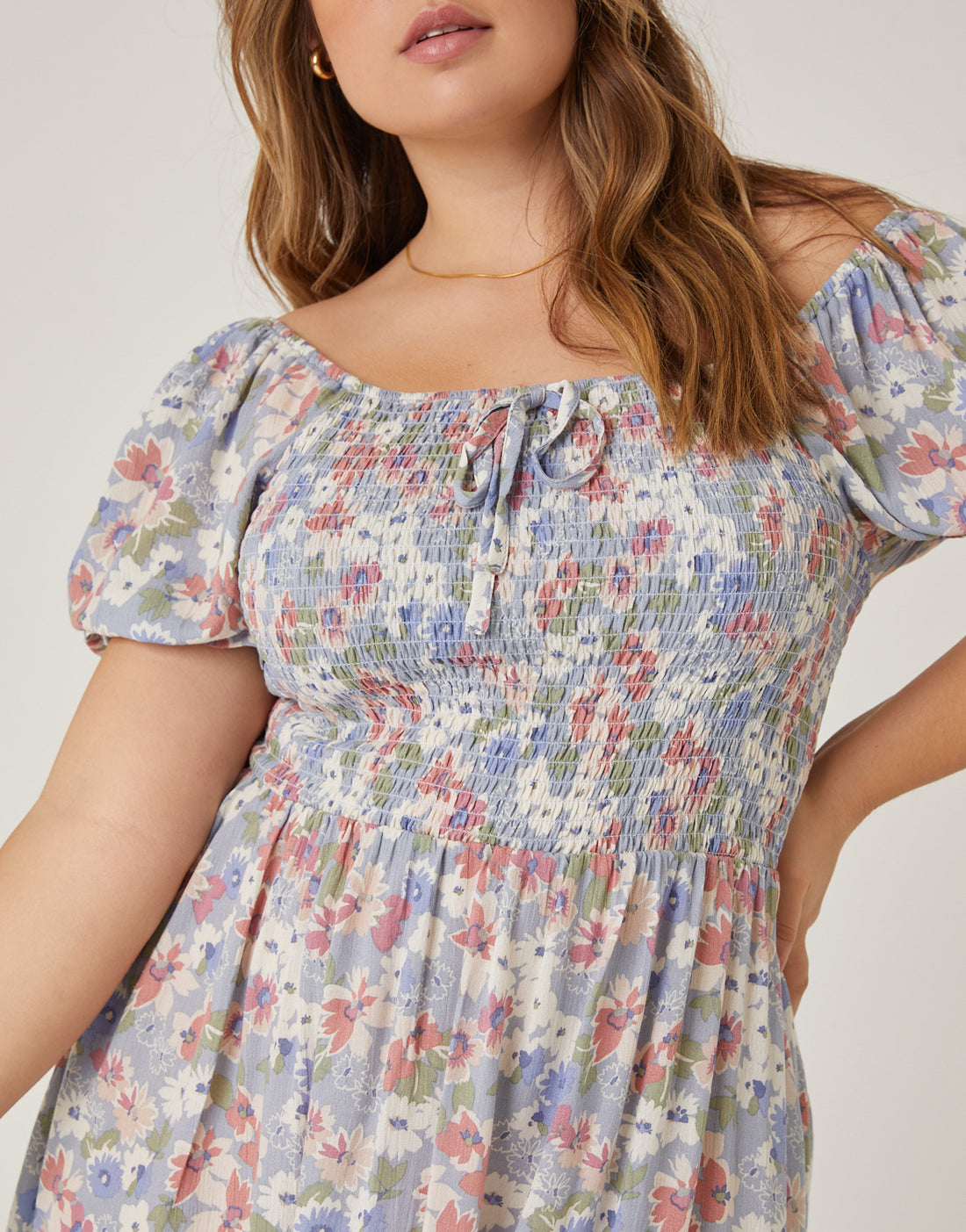 Plus Size Smocked Floral Babydoll Dress 2020AVE Plus Size Smocked Floral Babydoll Dress 2020AVE