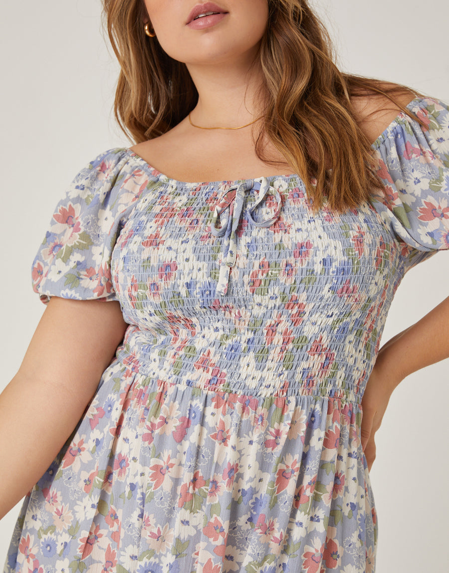 Plus Size Smocked Floral Babydoll Dress 2020AVE Plus Size Smocked Floral Babydoll Dress 2020AVE