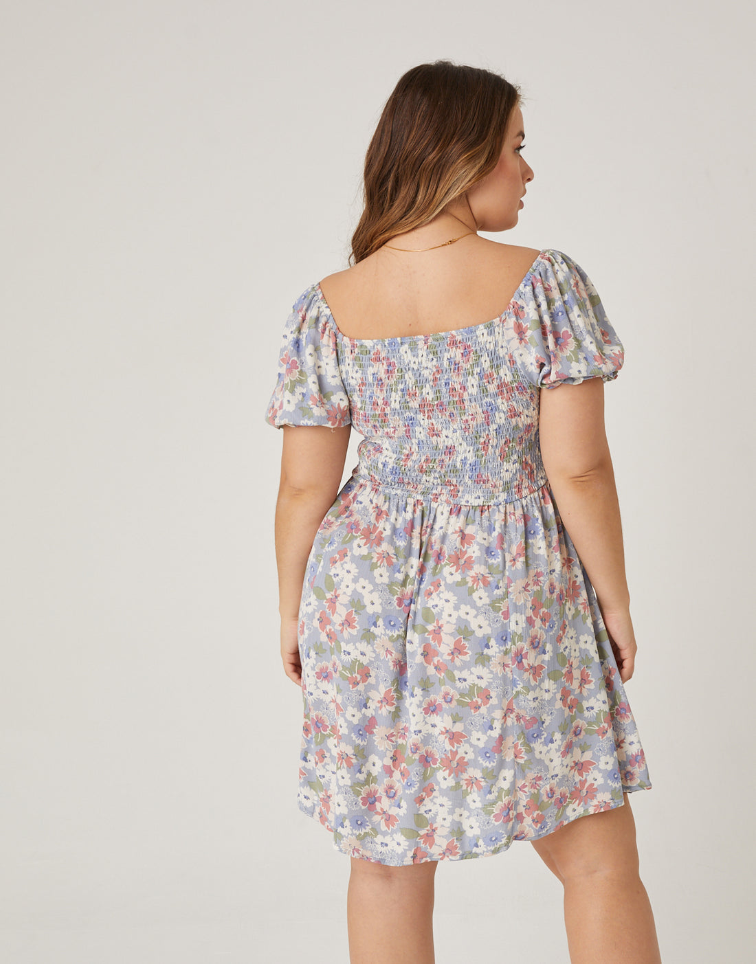 Curve Smocked Floral Babydoll Dress Plus Size Dresses -2020AVE