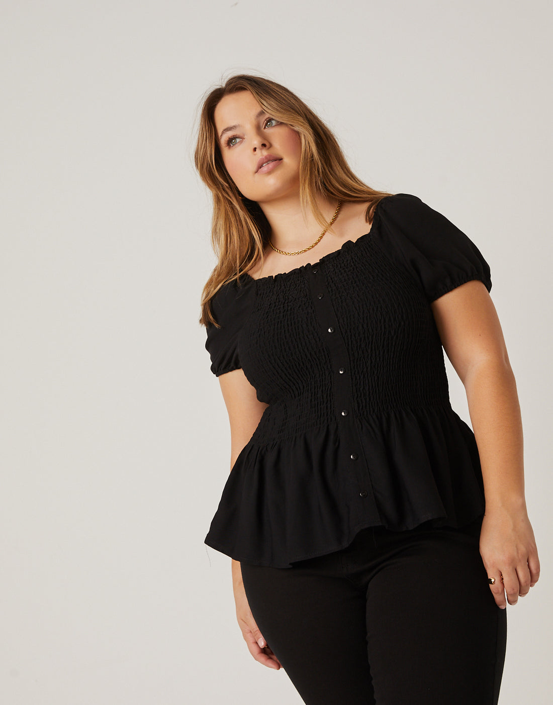 Curve Smocked Flowy Top Plus Size Tops -2020AVE
