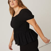 Curve Smocked Flowy Top Plus Size Tops -2020AVE