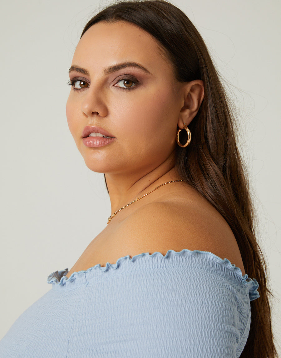 Curve Smocked Off The Shoulder Top Plus Size Tops -2020AVE