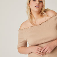 Curve Smocked Short Sleeve Top Plus Size Tops -2020AVE