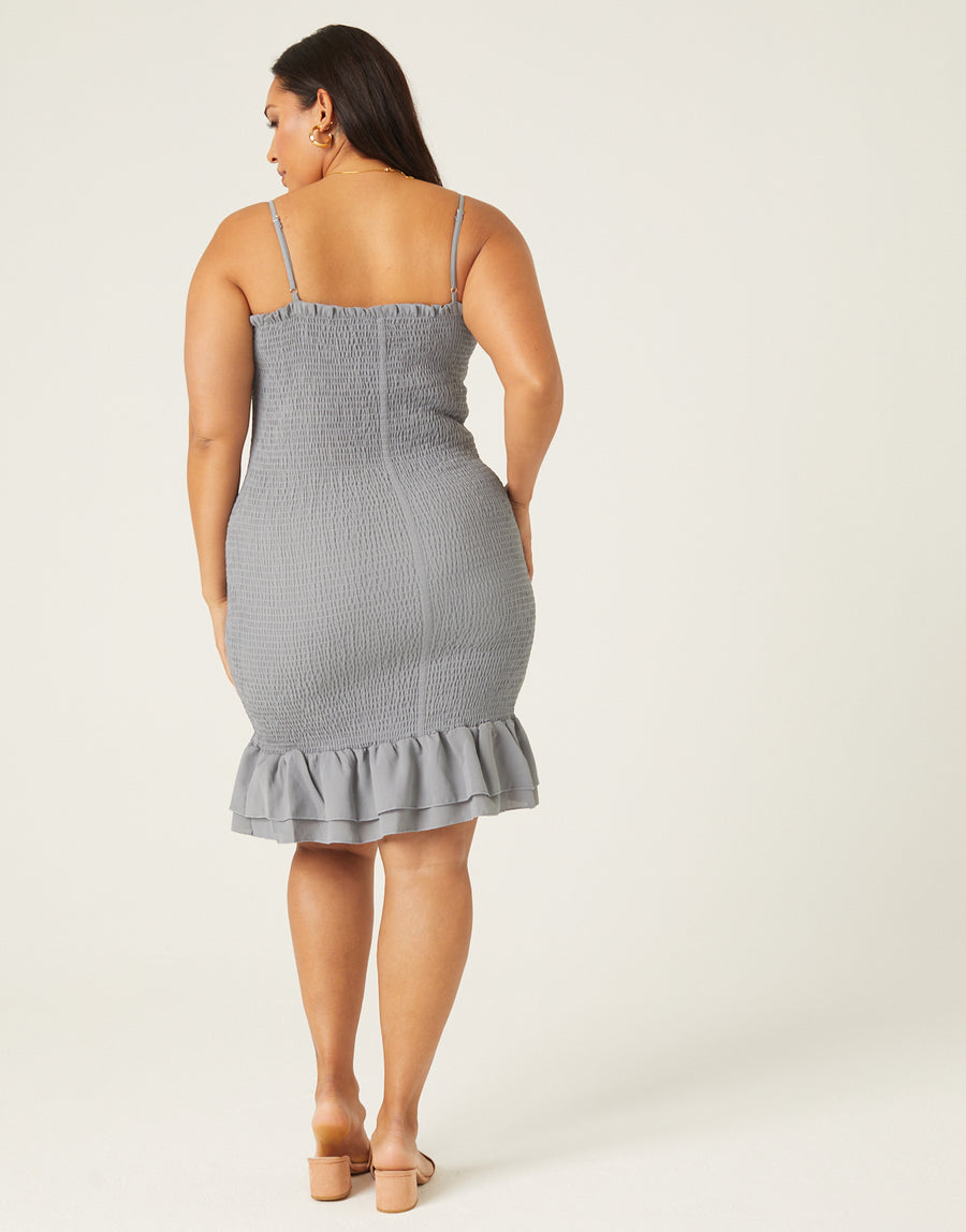 Curve Smocked Spaghetti Strap Dress Plus Size Dresses -2020AVE