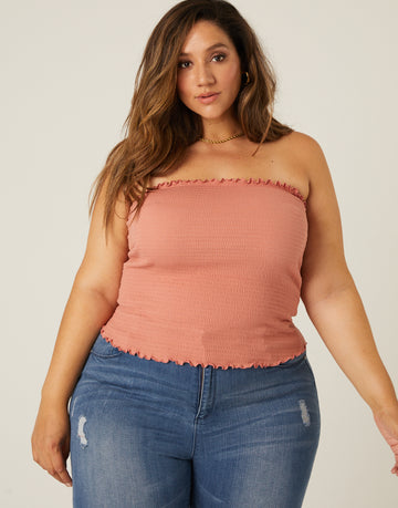 Curve Smocked Tube Top Plus Size Tops -2020AVE