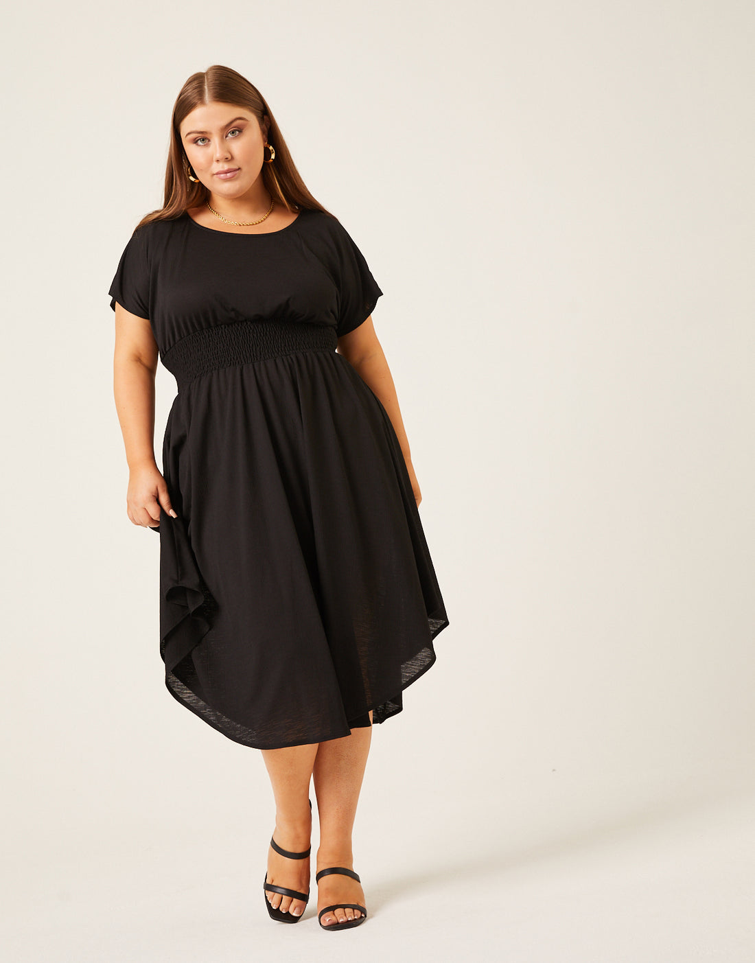 Plus Size Smocked Waist Simple Dress – 2020AVE