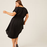 Curve Smocked Waist Simple Dress Plus Size Dresses -2020AVE
