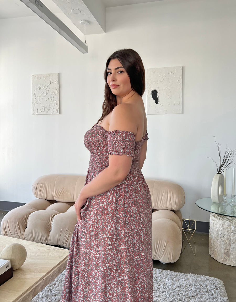 Curve Smocked and Flowy Floral Dress Plus Size Dresses -2020AVE