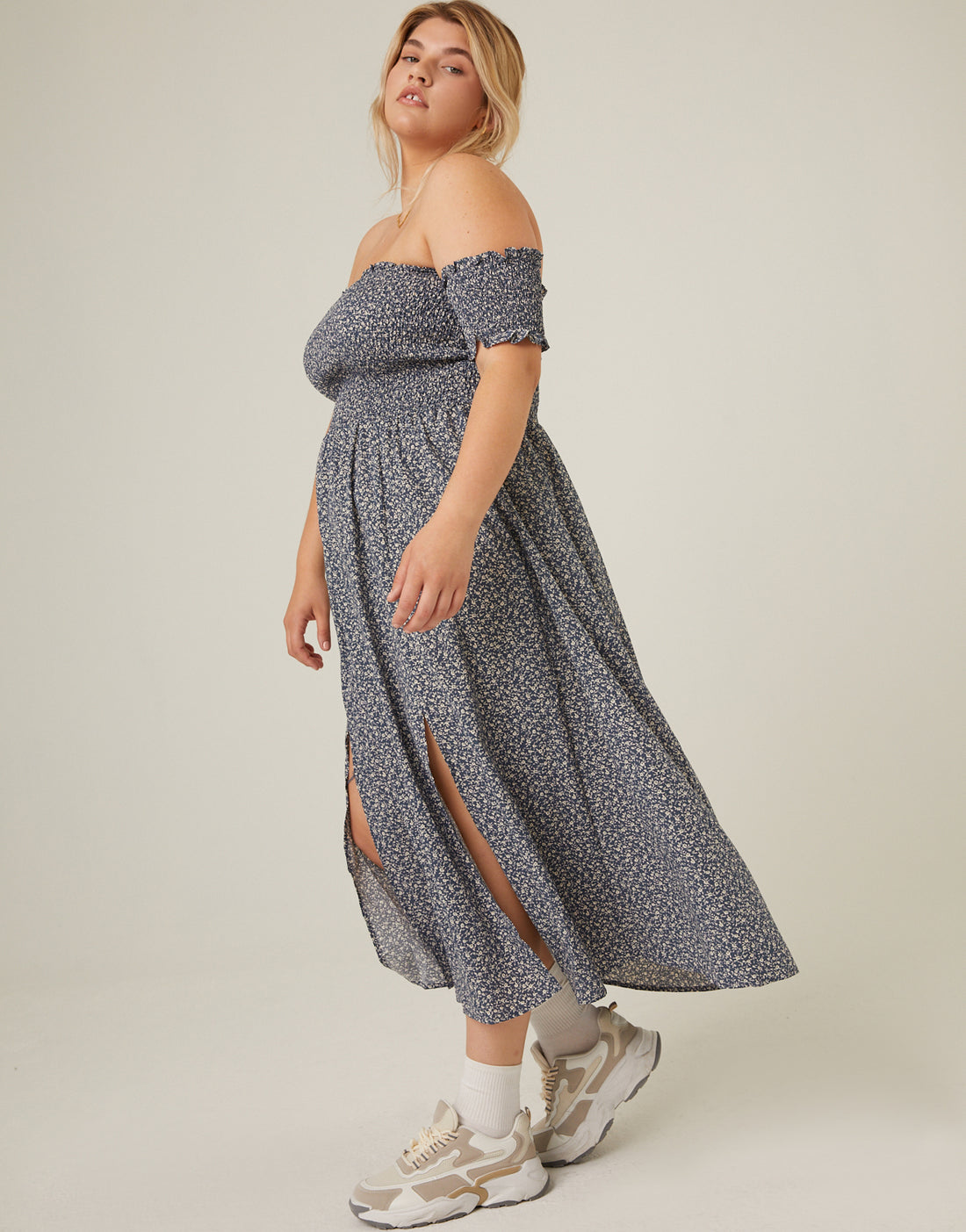 Plus Size Smocked and Flowy Midi Dress 2020AVE Plus Size Smocked and Flowy Midi Dress 2020AVE