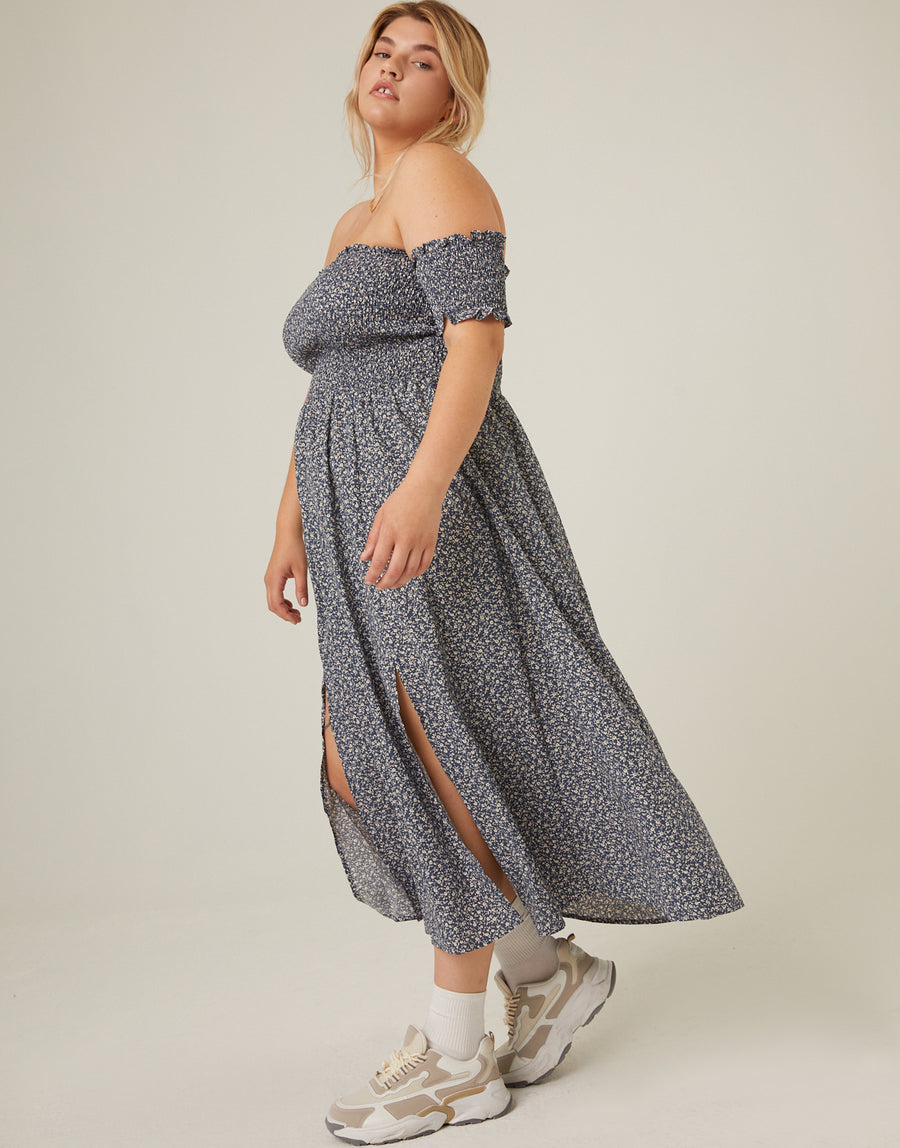 Curve Smocked and Flowy Midi Dress Plus Size Dresses -2020AVE