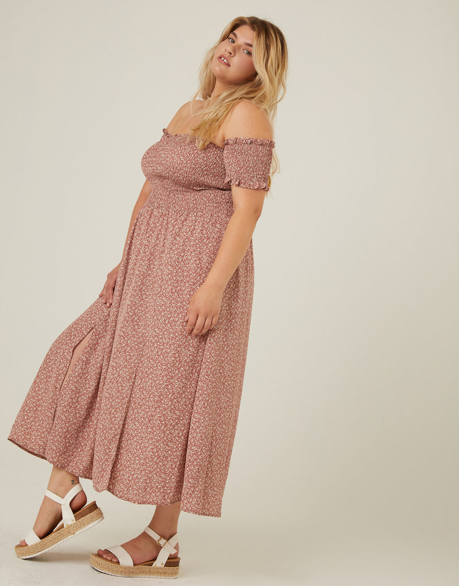 Curve Smocked and Flowy Midi Dress Plus Size Dresses -2020AVE