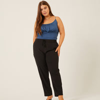 Curve Smooth Woven Joggers Plus Size Bottoms -2020AVE