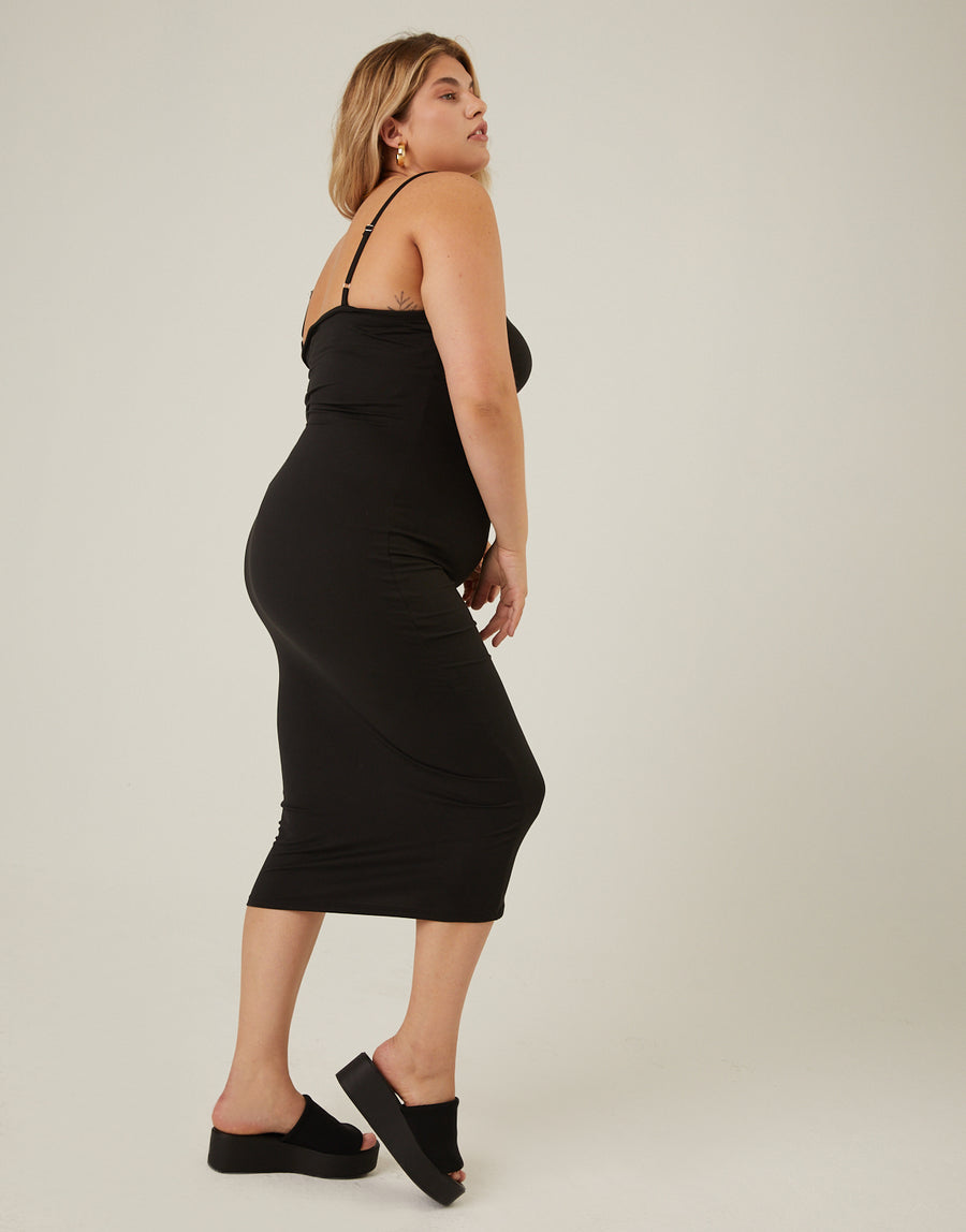 Curve Soft Bodycon Midi Dress Plus Size Dresses -2020AVE