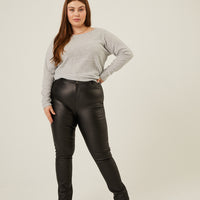 Curve Soft Ribbed Long Sleeve Tee Plus Size Tops -2020AVE