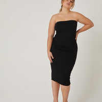 Curve Strapless Bodycon Dress Plus Size Dresses Black 1XL -2020AVE