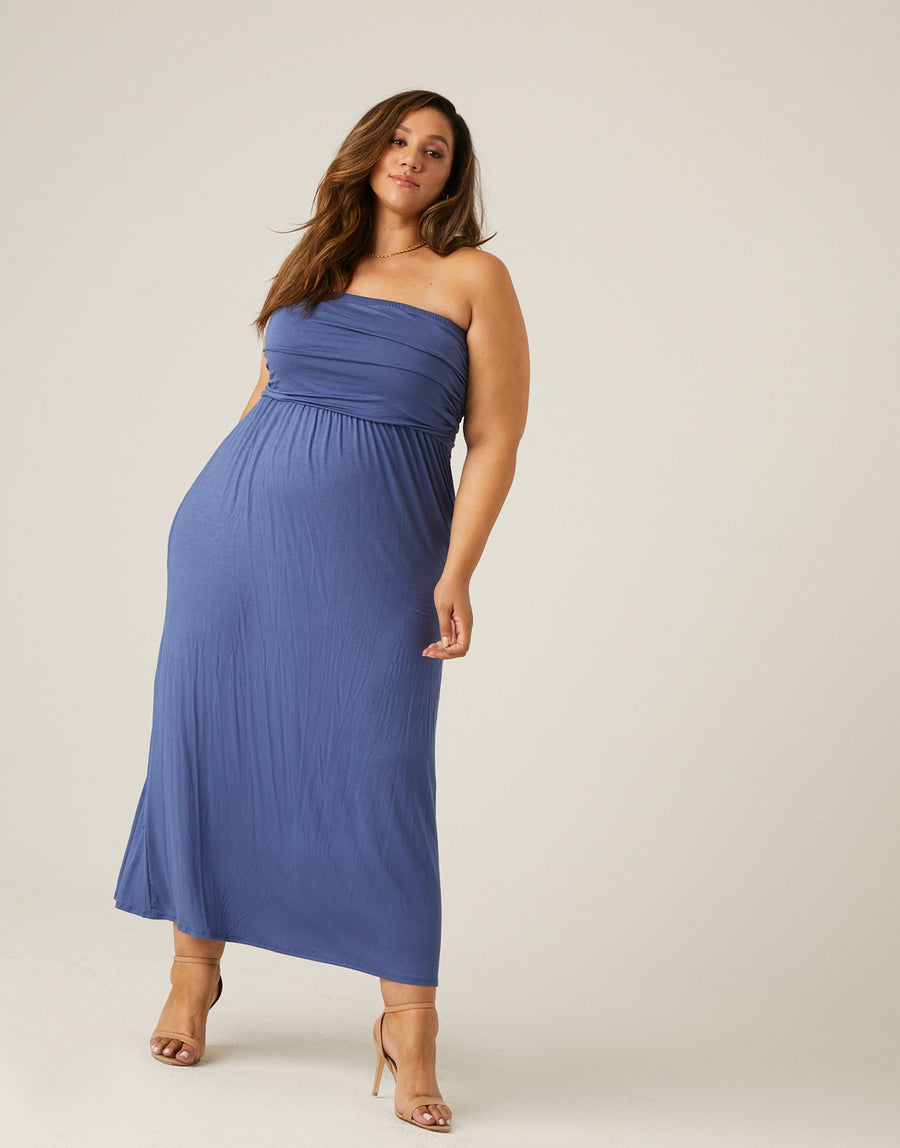 Curve Strapless Maxi Dress Plus Size Dresses -2020AVE