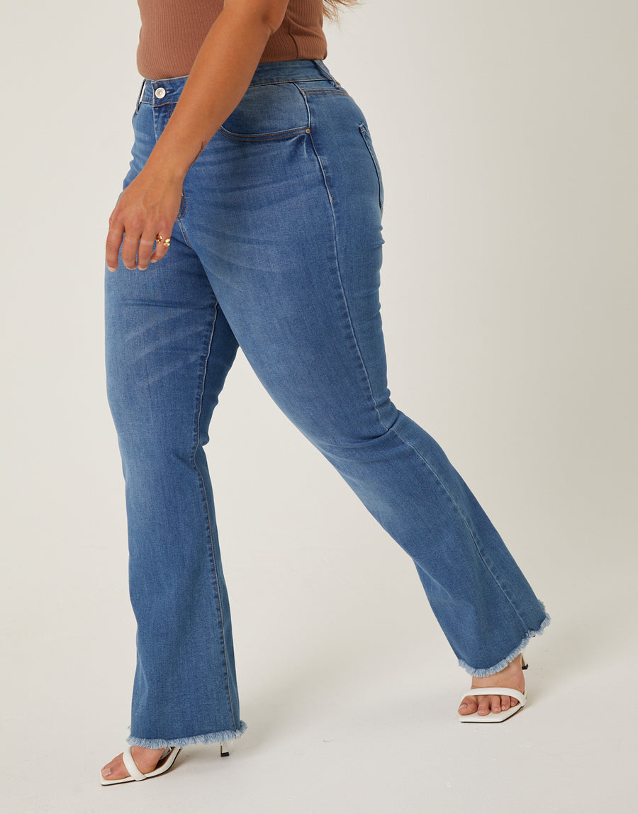 Curve Stretch Denim Flare Jeans Plus Size Bottoms -2020AVE