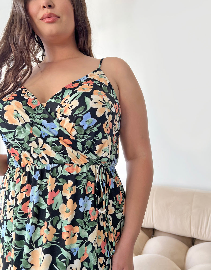 Curve Stretchy Wrap Floral Maxi Dress Plus Size Dresses -2020AVE