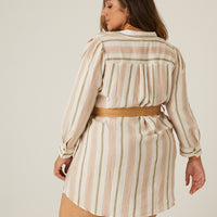 Curve Striped Linen Dress Plus Size Dresses -2020AVE