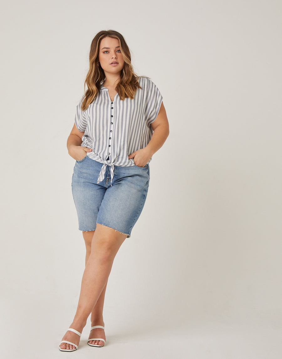 Curve Striped Woven Top Plus Size Tops -2020AVE