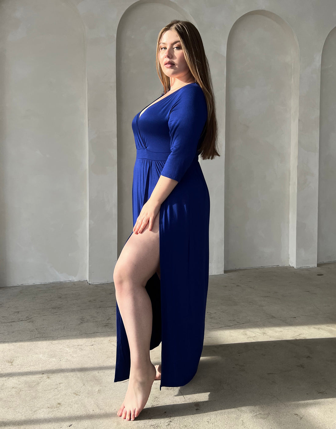Curve Sultry Double Slit Dress Plus Size Dresses -2020AVE