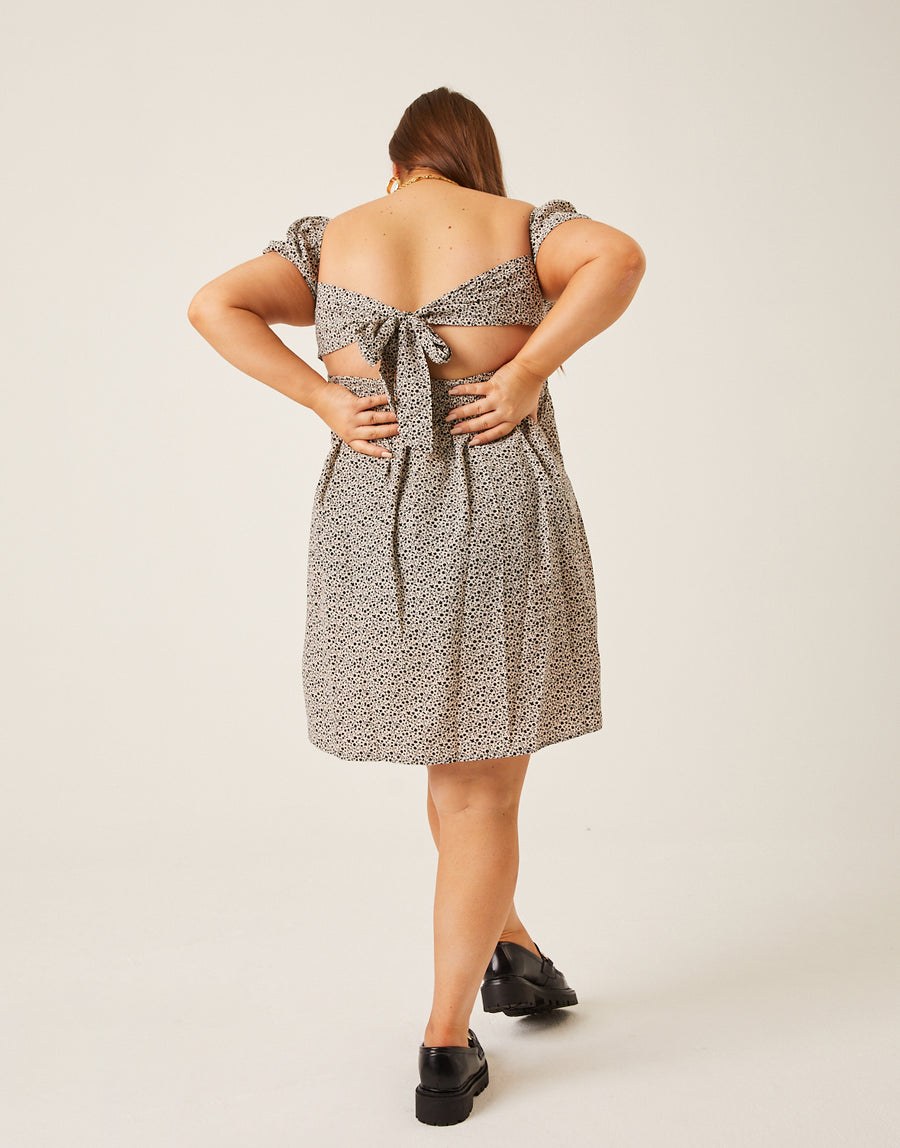 Curve Sweetheart Ditsy Tie Back Dress Plus Size Dresses -2020AVE