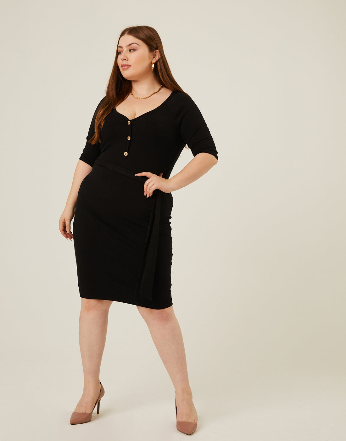 Plus Size Tie Belt Bodycon Dress 2020AVE Plus Size Tie Belt Bodycon Dress 2020AVE