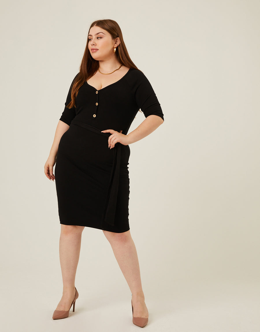 Plus Size Tie Belt Bodycon Dress 2020AVE Plus Size Tie Belt Bodycon Dress 2020AVE