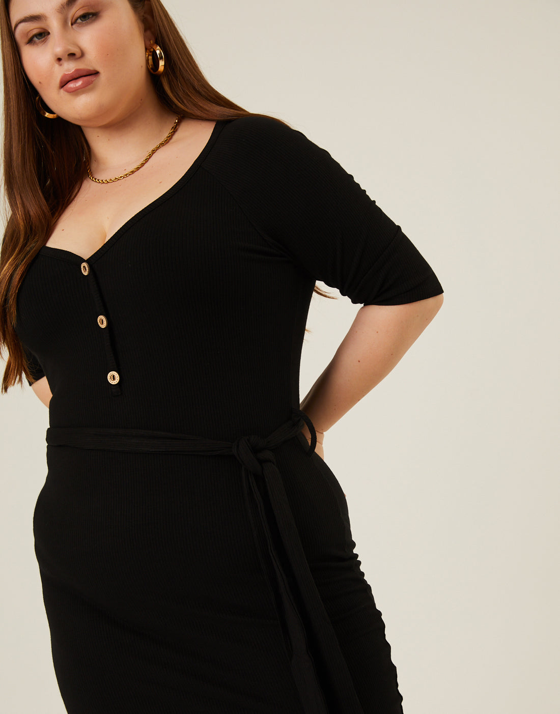 Plus Size Tie Belt Bodycon Dress 2020AVE Plus Size Tie Belt Bodycon Dress 2020AVE