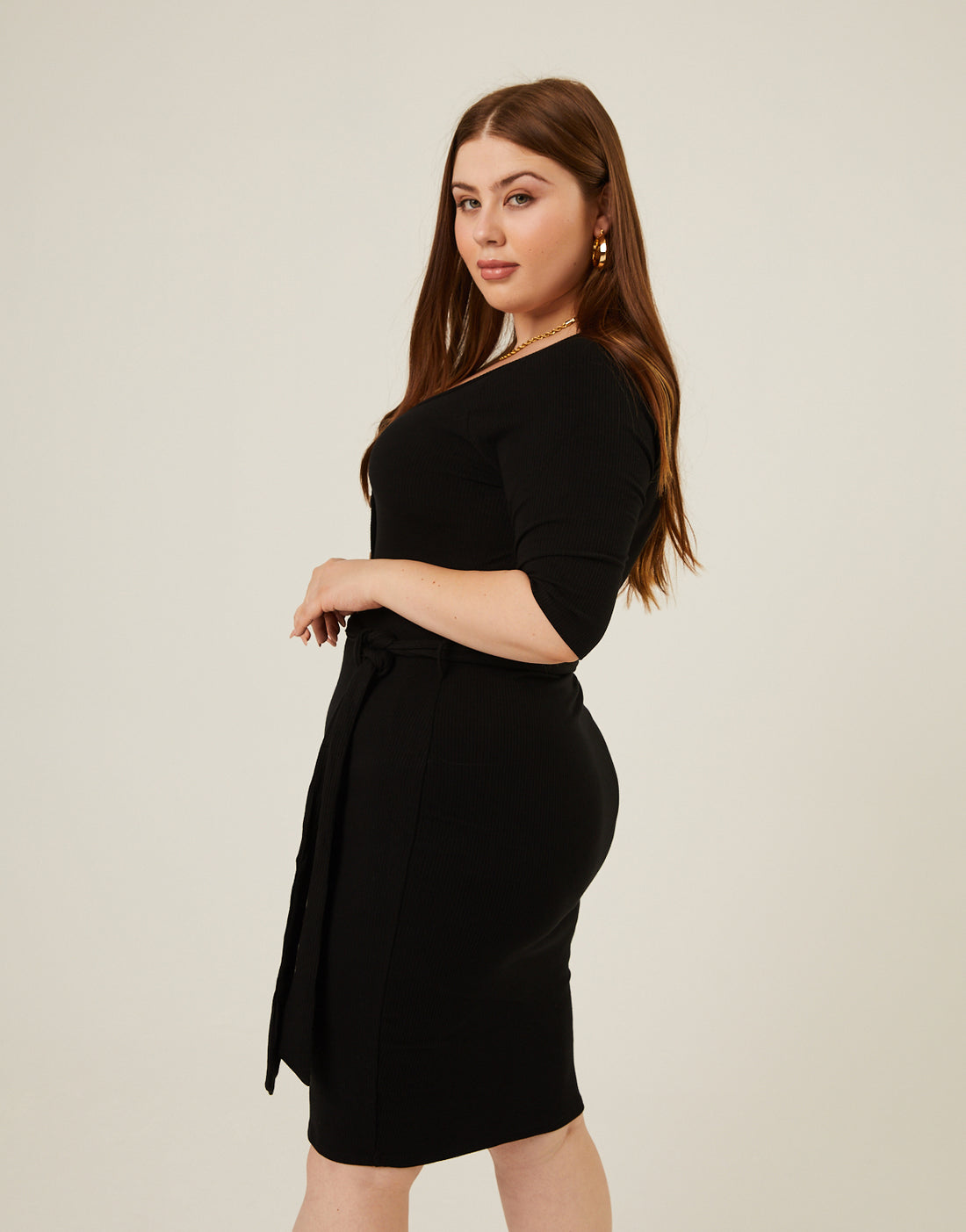Plus Size Tie Belt Bodycon Dress 2020AVE Plus Size Tie Belt Bodycon Dress 2020AVE