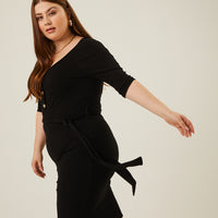 Curve Tie Belt Bodycon Dress Plus Size Dresses -2020AVE